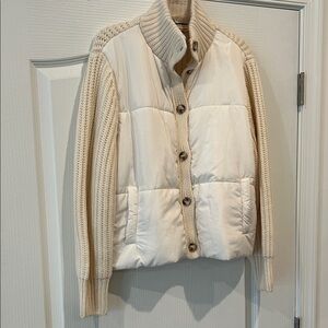 Staccato Cream Knit Sleeve Puffer Jacket
